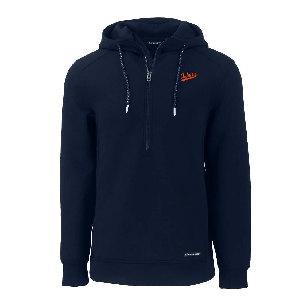 Auburn Script Cutter & Buck Men's Roam Eco Half Zip Pullover Hoodie