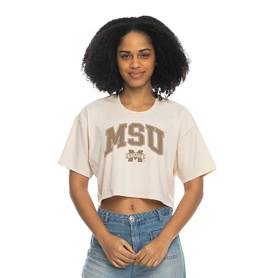 Mississippi State Zoozatz Boxy Crop Neutral Arch Tee