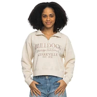 Mississippi State Zoozatz Women's Sport Crop 1/4 Zip Tonal Embroidered Crew