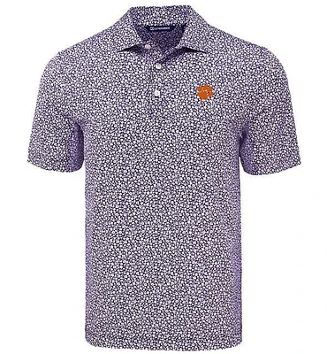 Clemson Cutter & Buck Pike Flora Print Polo