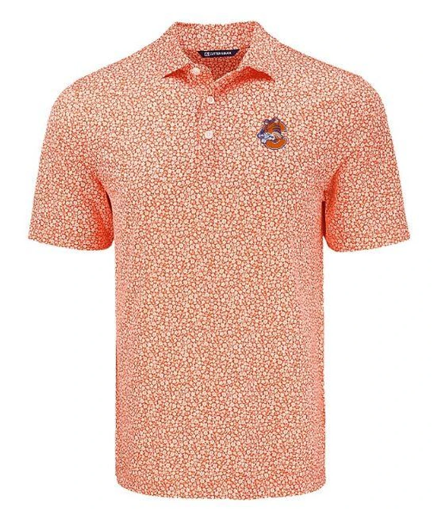 Clemson Cutter & Buck Vault C Pike Flora Print Polo