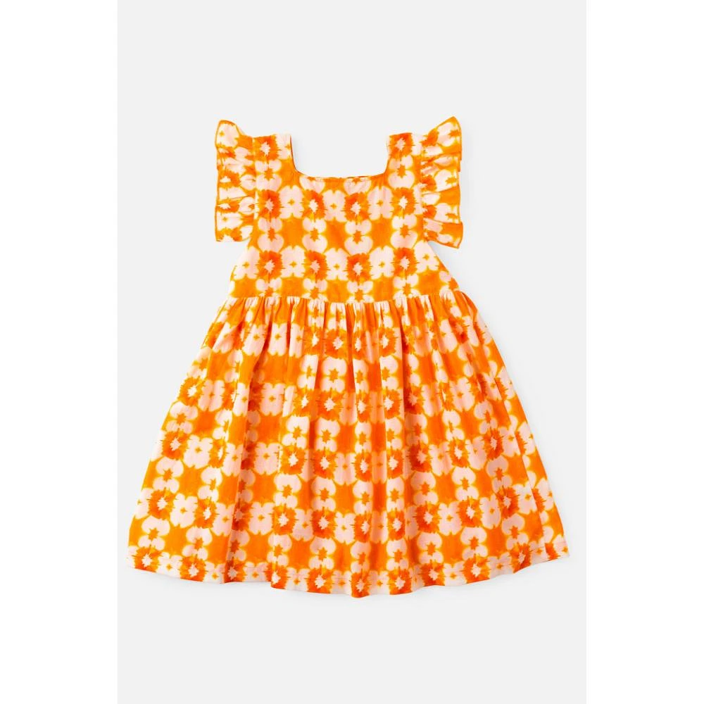 Briton Court Orange and White Kids Maya Tie with Pockets Dress