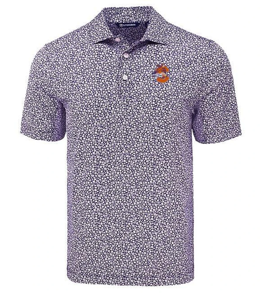 Clemson Cutter & Buck Vault C Pike Flora Print Polo
