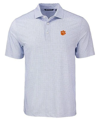 Clemson Cutter & Buck Pike Diamond Dot Print Polo