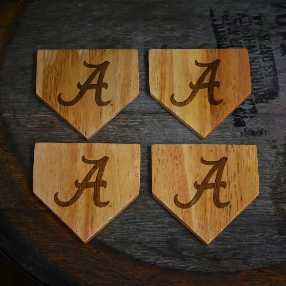 Alabama 4-Pack Home Plate Wood Coasters