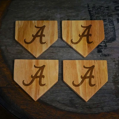 Alabama 4-Pack Home Plate Wood Coasters