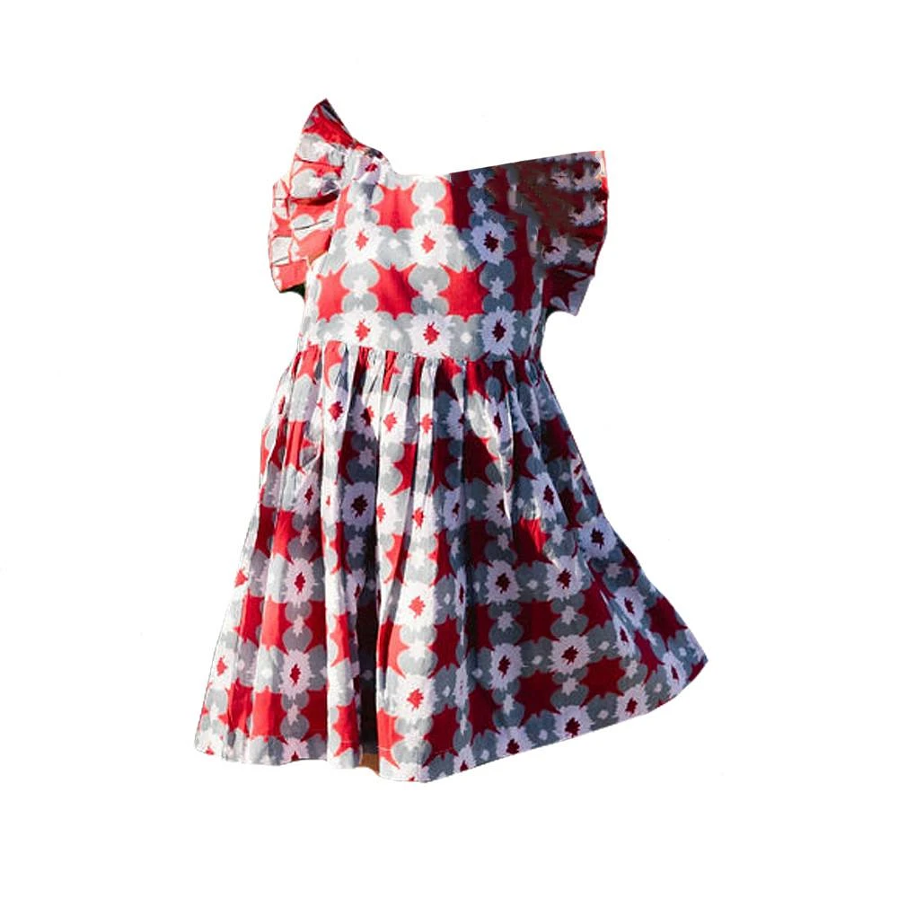 Briton Court Crimson and Grey Kids Maya Tie with Pockets Dress