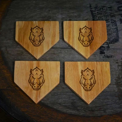 Arkansas 4-Pack Home Plate Wood Coasters