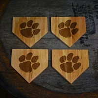 Clemson 4-Pack Home Plate Wood Coasters