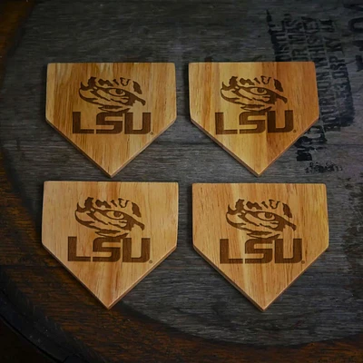 LSU 4-Pack Home Plate Wood Coasters