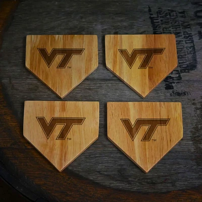 Virginia Tech 4-Pack Home Plate Wood Coasters
