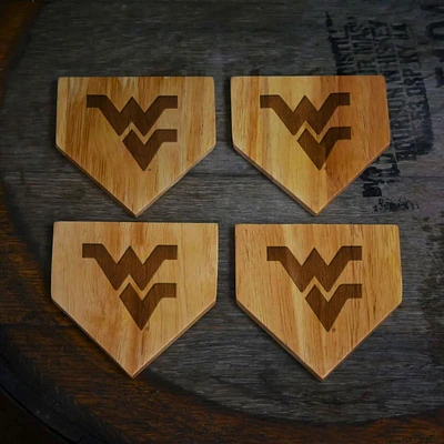 West Virginia 4-Pack Home Plate Wood Coasters