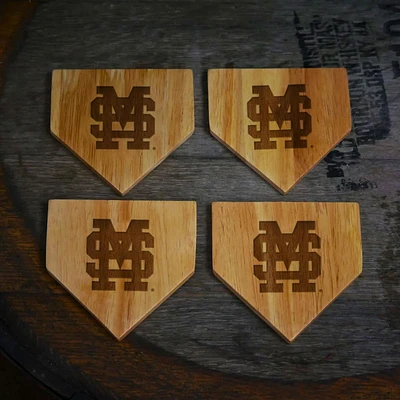Mississippi State 4-Pack Home Plate Wood Coasters