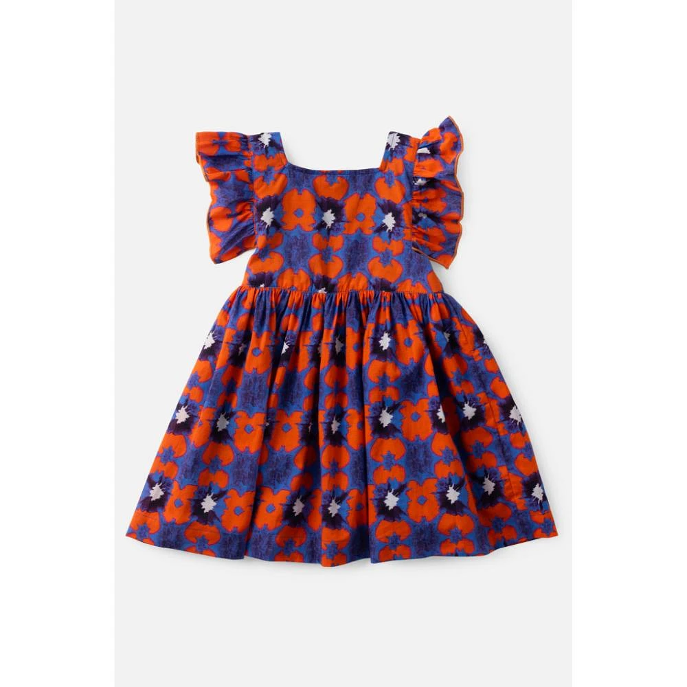 Briton Court Royal and Orange Kids Maya Tie with Pockets Dress