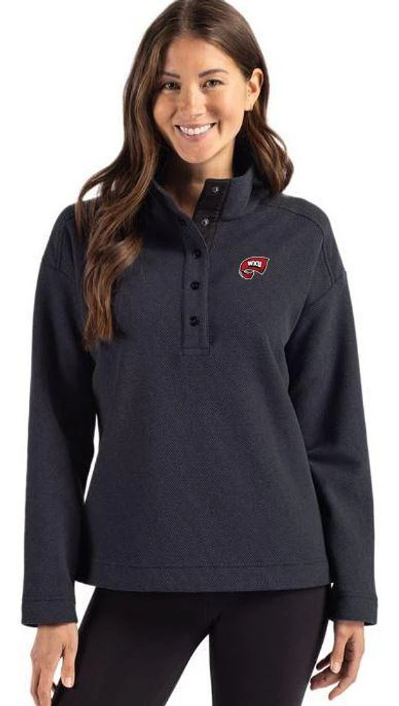 Western Kentucky Cutter & Buck Women's Hunts Point Textured Fleece Snap Pullover