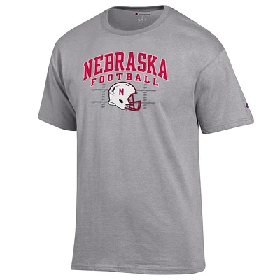 Nebraska Champion Arch Football Helmet Yard Lines Tee