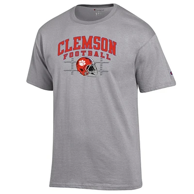 Clemson Champion Arch Football Helmet Yard Lines Tee