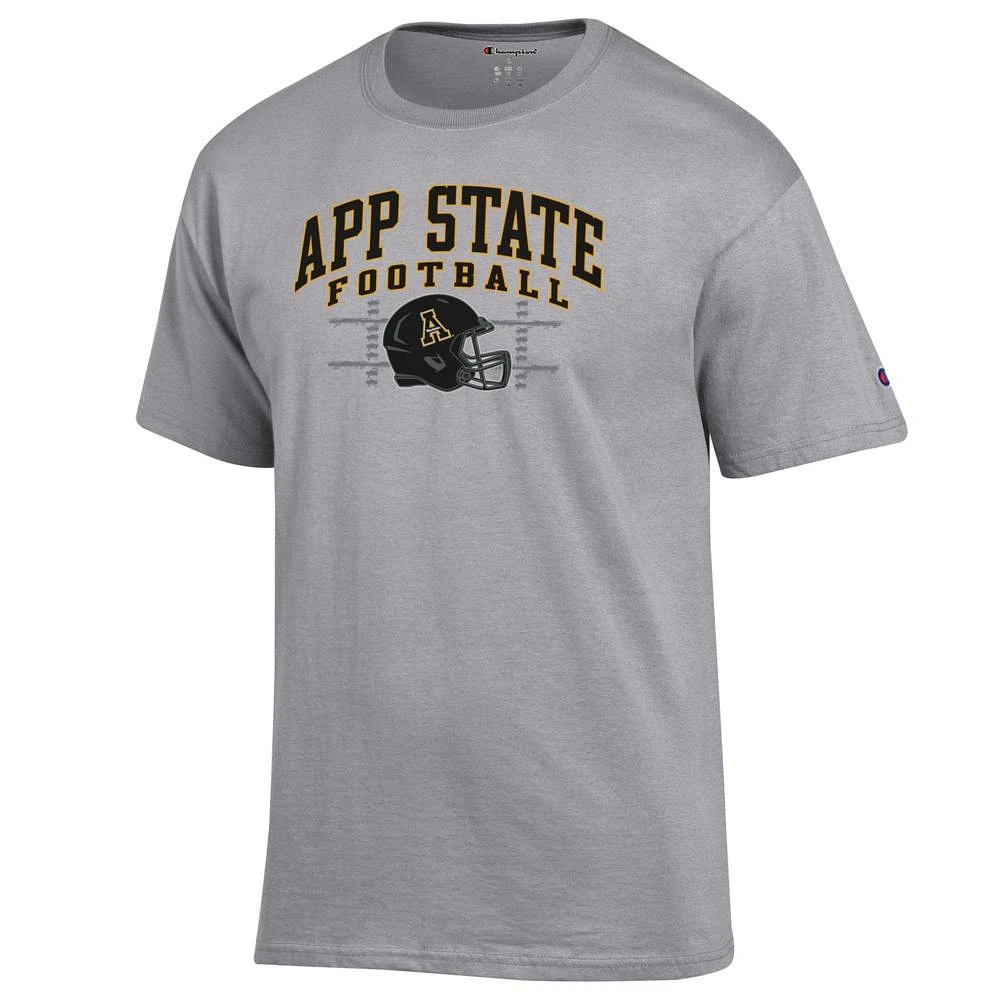 App State Champion Arch Football Helmet Yard Lines Tee