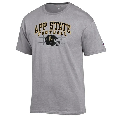 App State Champion Arch Football Helmet Yard Lines Tee