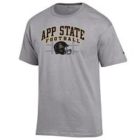App State Champion Arch Football Helmet Yard Lines Tee