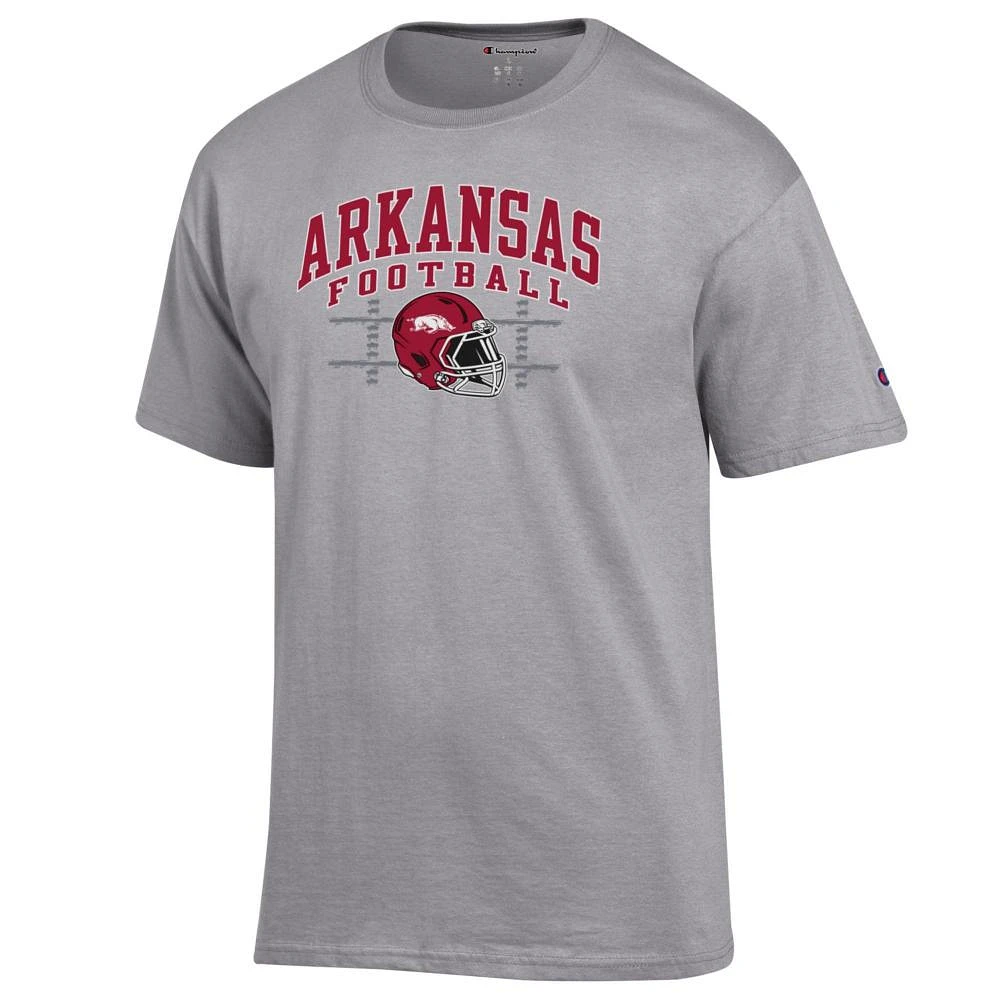 Arkansas Champion Arch Football Helmet Yard Lines Tee