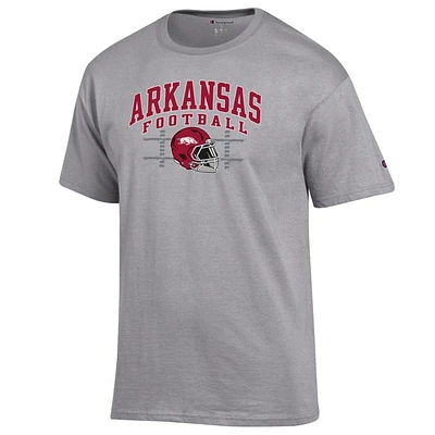Arkansas Champion Arch Football Helmet Yard Lines Tee