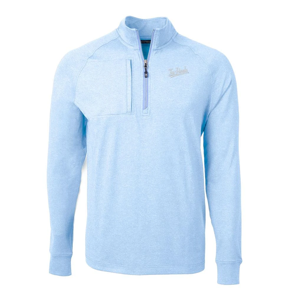 UNC Cutter & Buck Tar Heels Script Adapt Eco Knit Heather 1/4 Zip Pullover