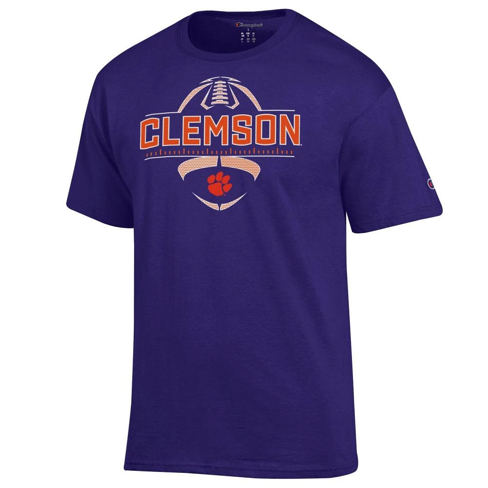 Clemson Champion Football Wordmark Yard Line Tee