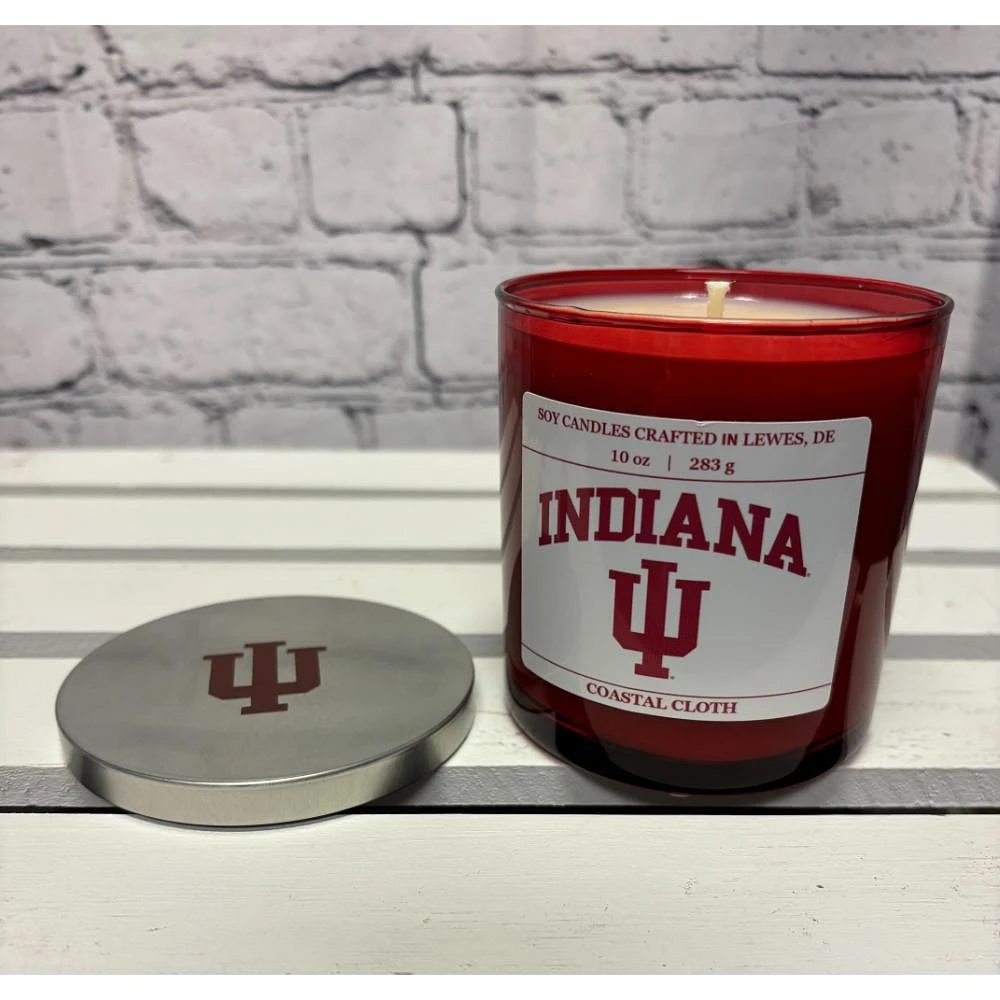 Indiana 10 Oz Red Glass Coastal Cloth Soy Candle