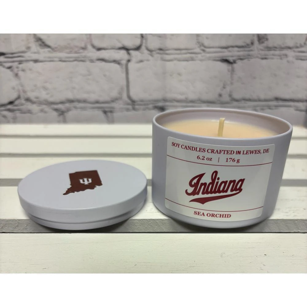 Indiana 6.2 Oz White Tin Sea Orchid Soy Candle