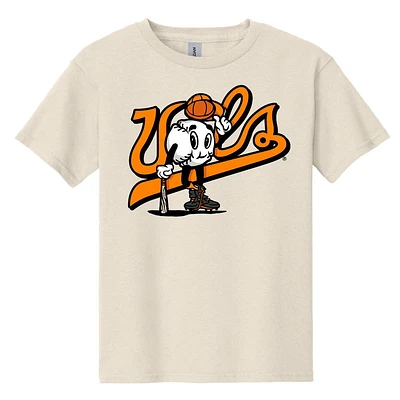 Tennessee YOUTH Retro Vols Script Baseball Cartoon Tee