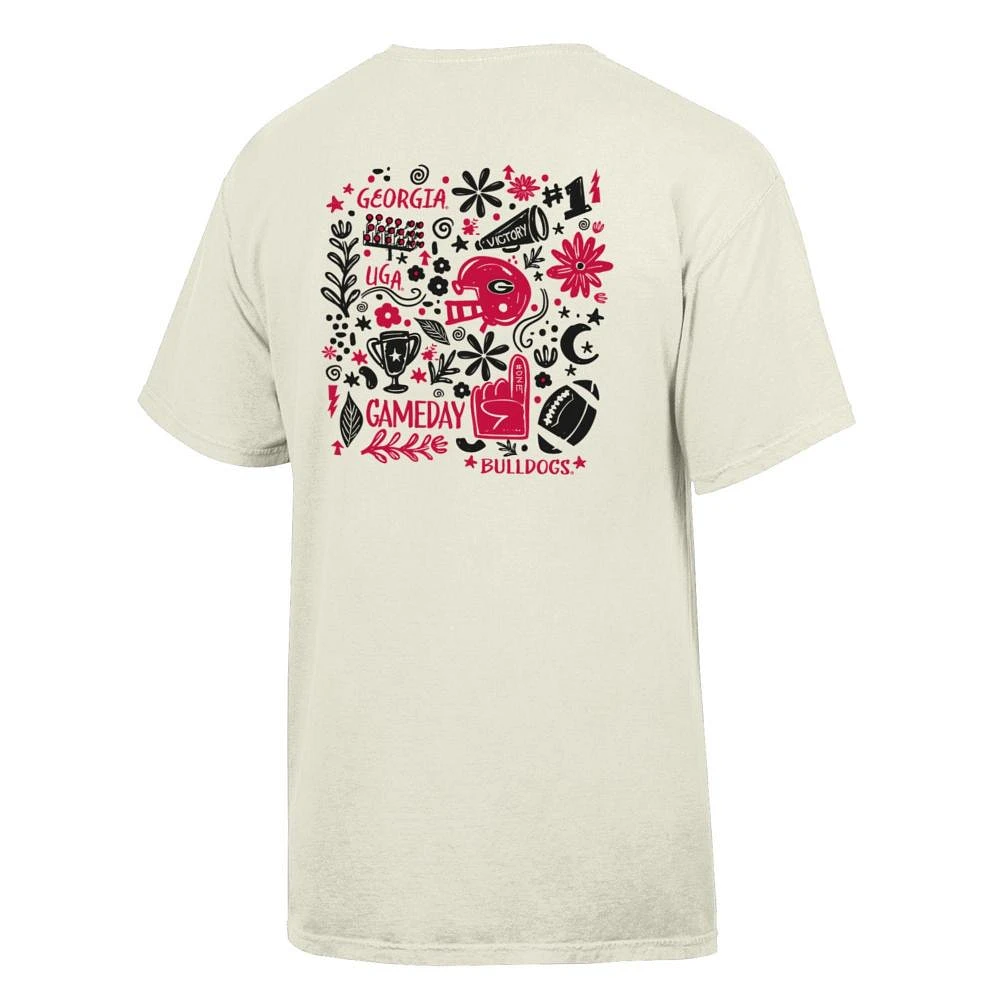 Georgia Comfort Wash Hand Drawn Frills Flowers Tee
