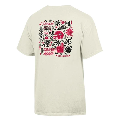 Georgia Comfort Wash Hand Drawn Frills Flowers Tee