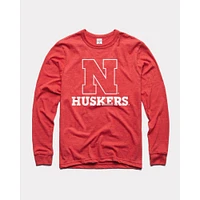 Nebraska Charlie Hustle Monogram N Over Huskers Long Sleeve Tee