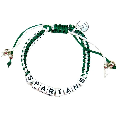 Michigan State Box Braid Bead Adjustable Bracelet