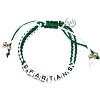 Michigan State Box Braid Bead Adjustable Bracelet