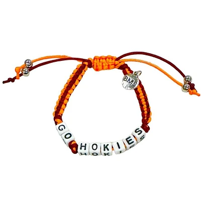 Virginia Tech Box Braid Bead Adjustable Bracelet