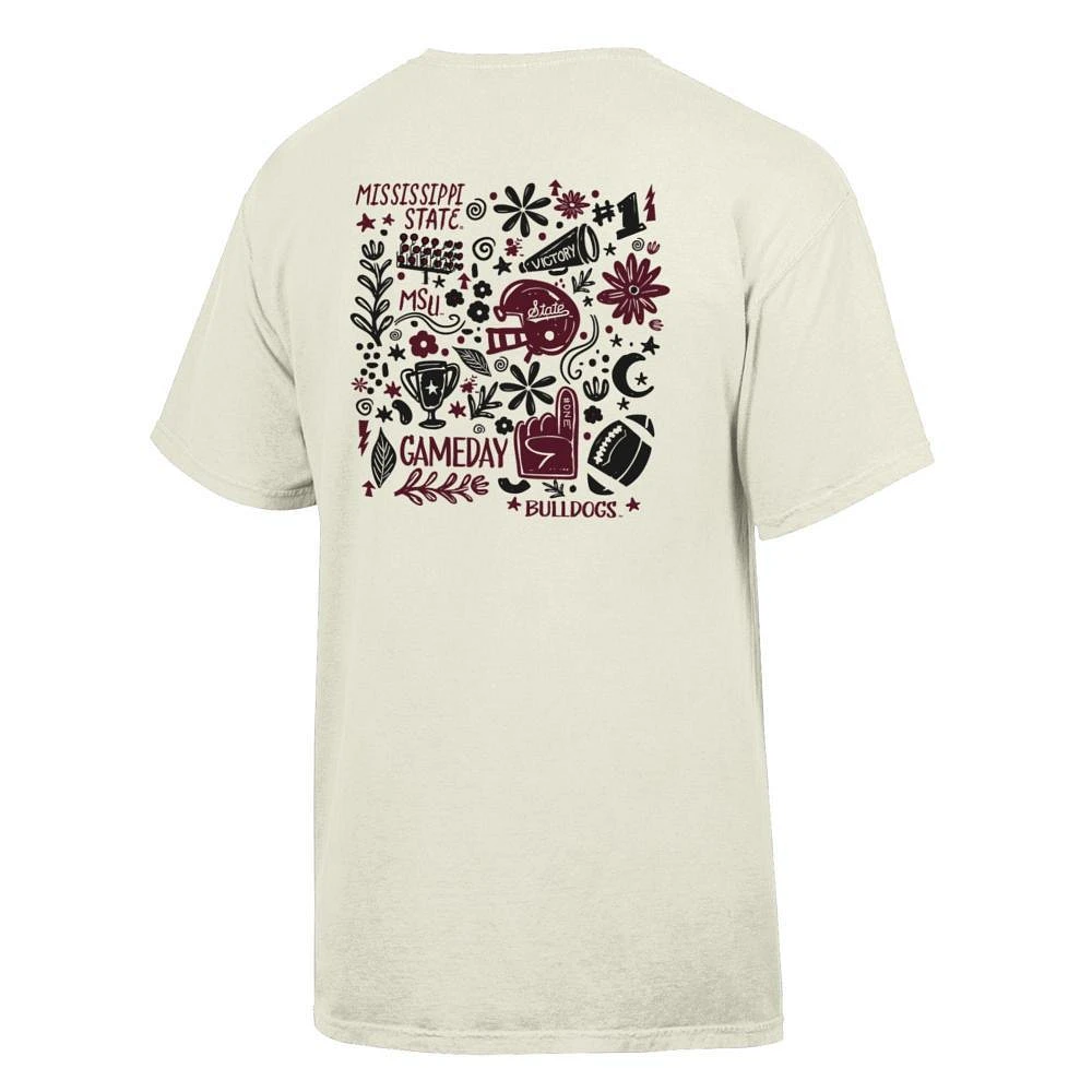 Mississippi State Comfort Wash Hand Drawn Frills Flowers Tee