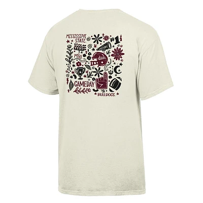 Mississippi State Comfort Wash Hand Drawn Frills Flowers Tee