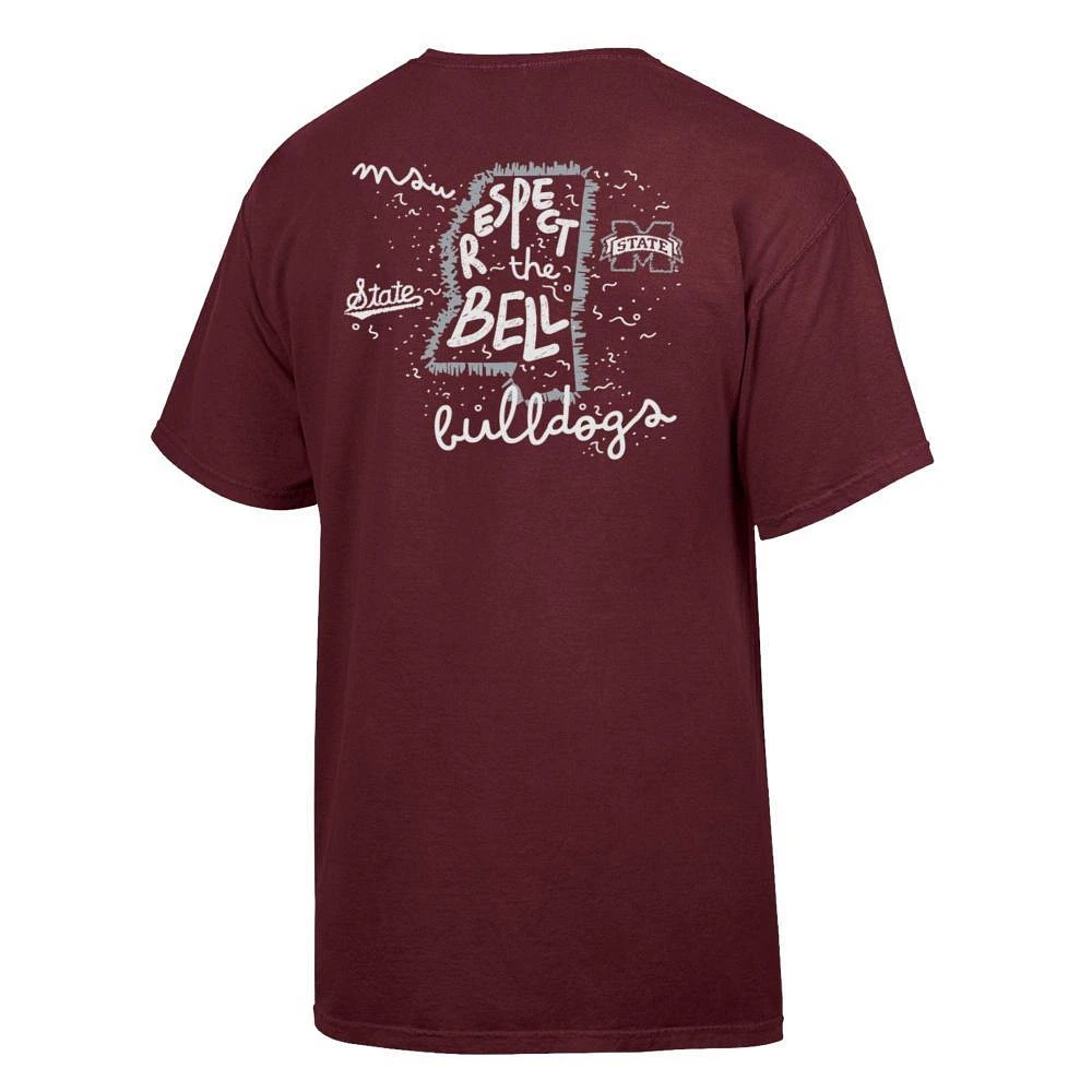 Mississippi State Comfort Wash State Motto Script Tee