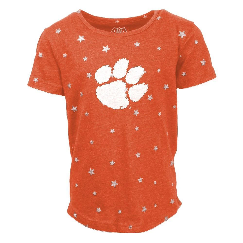 Clemson Wes and Willy Toddler Shimmer Star Drop Tee