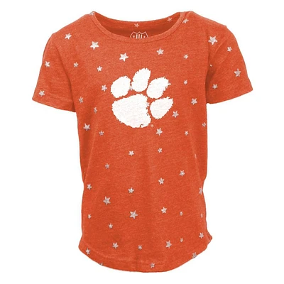 Clemson Wes and Willy Toddler Shimmer Star Drop Tee