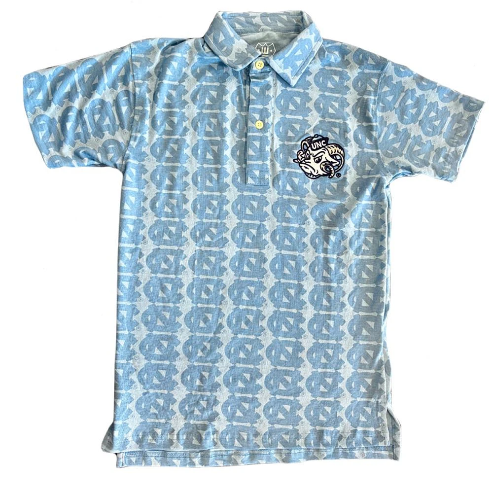 UNC Wes and Willy Kids All Over Printed Polo