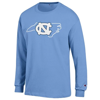 UNC Champion Logo Over State Long Sleeve Tee