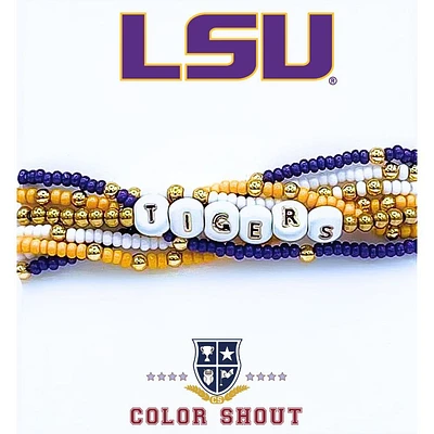 LSU Color Shout Set of 6 Stretch Bracelets