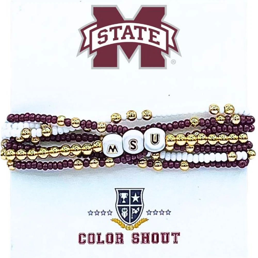 MIssissippi State Color Shout Set of 6 Stretch Bracelets