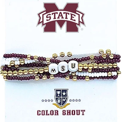 MIssissippi State Color Shout Set of 6 Stretch Bracelets