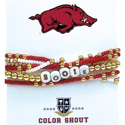 Arkansas Color Shout Lucky 7 College Stack Bracelets