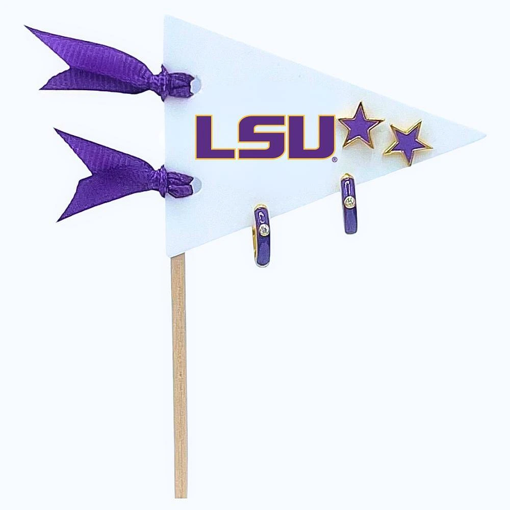 LSU Color Shout Pennant Pair Earring Set