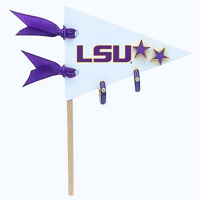 LSU Color Shout Pennant Pair Earring Set